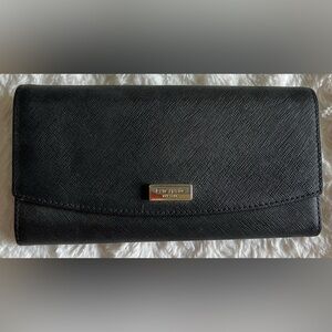 Kate Spade New York Black Saffiano Leather TriFold Wallet